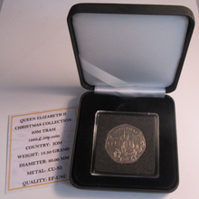 Load image into Gallery viewer, 1989 QEII CHRISTMAS COLLECTION IOM TRAM EF-UNC FIFTY PENCE COIN BOX &amp; COA
