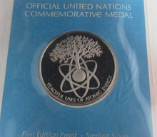 Load image into Gallery viewer, 1976 Peaceful Use Atomic Energy First Edition United Nations Silver Proof Medal
