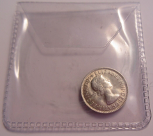 Load image into Gallery viewer, QUEEN ELIZABETH II 3d THREEPENCE COIN 1963 AUSTRALIA AUNC+ &amp; PROTECTIVE FLIP
