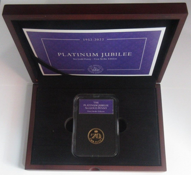 2022 Platinum Jubilee 9ct Gold Queen Elizabeth II Jersey Penny Coin Boxed + COA