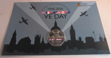 Load image into Gallery viewer, 2020 VE DAY 75TH ANNIVERSARY 1945-2020 50p COIN PACK DIAMOND FINISH
