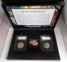 Load image into Gallery viewer, 1989 The Fall of the Berlin Wall 2 Coin Germany Box Set + Real Piece of the Wall
