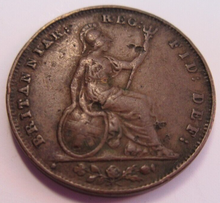 Load image into Gallery viewer, 1848 QUEEN VICTORIA FARTHING VF PRESENTED IN CLEAR FLIP

