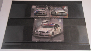 WORLD TOURING CAR CHAMPIONSHIP 2005 06 & 07 3 X GUERNSEY £1 ONE POUND STAMPS MNH