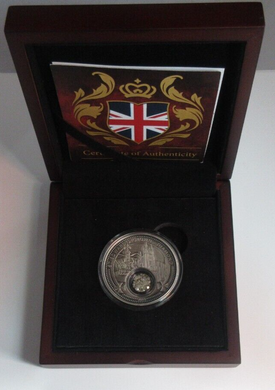 2019 St Edwards Crown Silver Antique With 1 Ct Diamonds 1500 Francs Coin Box&COA