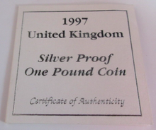 Load image into Gallery viewer, 1997 LION PASSANT SILVER PROOF £1 ONE POUND COIN BOX &amp; COA
