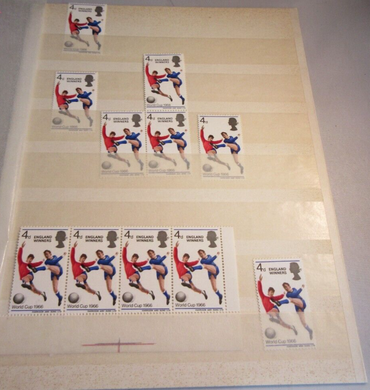 1966 ENGLAND WINNERS WORLD CUP 1966 4d 11x STAMPS INCLUDES SOME ERRORS