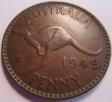 Load image into Gallery viewer, 1949 KING GEORGE VI AUSTRALIA PENNY COIN EF+ SCARCE IN PROTECTIVE CLEAR FLIP
