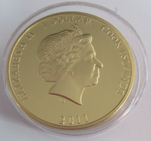 Load image into Gallery viewer, 2011 MEADE &amp; BRADFORD WEDDING OCTOBER 2010 GOLD PLATED COOK ISLANDS  $1 COIN/COA
