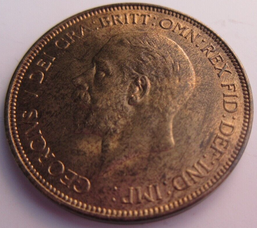 1935 KING GEORGE V UNC ONE PENNY COIN WITH FULL LUSTRE IN CLEAR FLIP