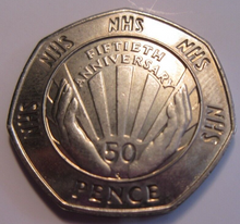 Load image into Gallery viewer, 1998 NHS 50TH ANNIVERSARY FIFTY PENCE 50P COIN IN PROTECTIVE CLEAR FLIP
