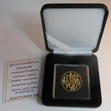 2020 THANK YOU TO OUR KEYWORKERS SAMOA HALF DOLLAR GOLD PLATED COIN BOX & COA