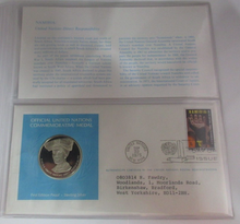 Load image into Gallery viewer, 1975 Namibia UN Responsibility First Edition United Nations Silver Proof Medal
