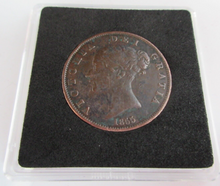 Load image into Gallery viewer, 1855 QUEEN VICTORIA  HALF PENNY GVF PRESENTED IN CLEAR CAPSULE
