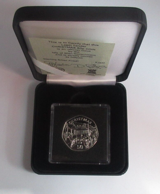 1986 Christmas Horse & Tram Isle of Man Silver Proof 50p Coin Boxed With COA