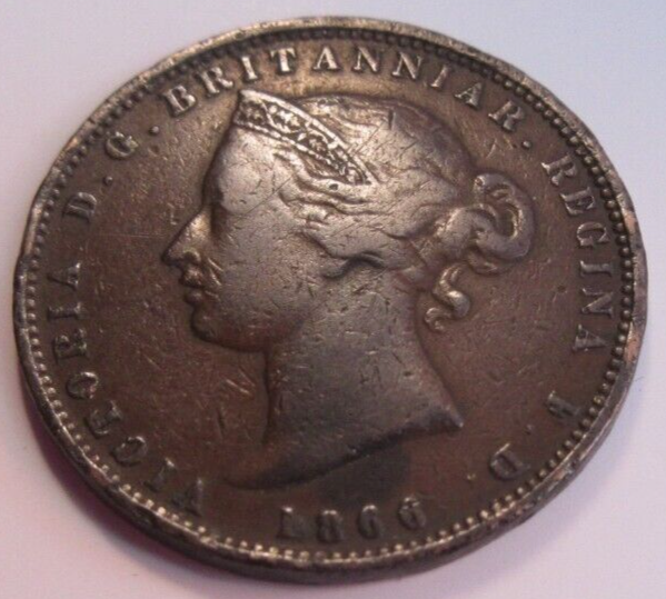 1866 QUEEN VICTORIA 1/13 ONE THIRTEENTH OF A SHILLING VF-EF IN CLEAR FLIP
