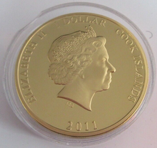 Load image into Gallery viewer, 2011 SOVEREIGNS PARADE RMA SANDHURST 2006 GOLD PLATED COOK ISLANDS  $1 COIN/COA
