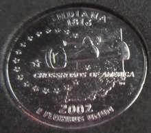 Load image into Gallery viewer, 2002 UNITED STATES MINT STATE QUARTER DOLLAR INDIANA 1816 PLATINUM PLATED
