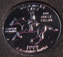 Load image into Gallery viewer, 1999 UNITED STATES MINT STATE QUARTER DOLLAR DELAWARE 1787 PLATED IN PLATINUM
