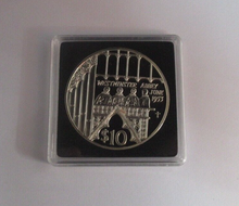 Load image into Gallery viewer, 2002 Westminster Choristers Golden Jubilee 1oz Silver Proof Fiji $10 Coin BoxCOA
