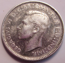 Load image into Gallery viewer, KING GEORGE VI 6d SIXPENCE COIN .925 SILVER 1943D AUSTRALIA AUNC IN CLEAR FLIP
