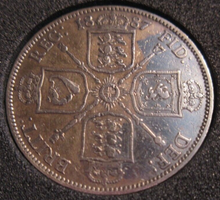 Load image into Gallery viewer, 1887 QUEEN VICTORIA SILVER FLORIN JUBILEE HEAD VF-EF IN QUADRANT CAPSULE &amp; BOX
