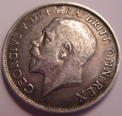 1918 KING GEORGE V BARE HEAD VF-EF .925 SILVER ONE SHILLING COIN IN CLEAR FLIP
