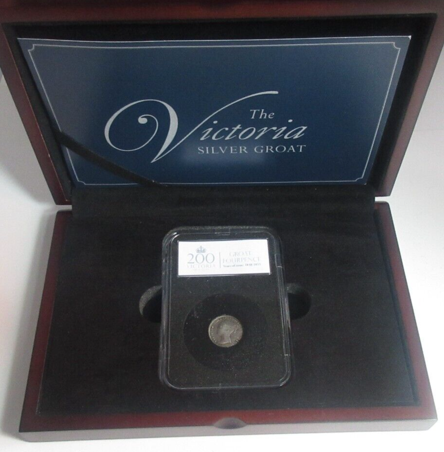 1848 Victoria Silver Groat Silver 4d Four Pence UK RM Coin Slabbed Box/COA