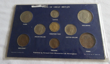 Load image into Gallery viewer, KING GEORGE VI 1949 9 COIN SET VF-AUNC CARDED IN CLEAR SLEEVE
