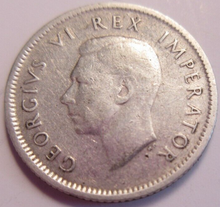 Load image into Gallery viewer, KING GEORGE VI 6d SIXPENCE 1941 .800 SILVER COIN SOUTH AFRICA  IN CLEAR FLIP

