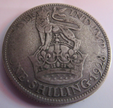 Load image into Gallery viewer, 1928 KING GEORGE V  .500 SILVER ENG 1 X ONE SHILLING COIN IN CLEAR FLIP WITH COA
