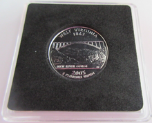 Load image into Gallery viewer, 2005 UNITED STATES MINT STATE QUARTER DOLLAR WEST VIRGINIA 1863 PLATINUM PLATED
