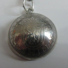 Load image into Gallery viewer, English &amp; Scottish Shillings Domed Keyrings UK Coin Crafts Birthdays &amp; Christmas
