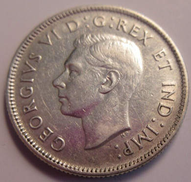 KING GEORGE VI CANADA 25 CENTS .800 SILVER 1940 EF+ COIN IN PROTECTIVE FLIP