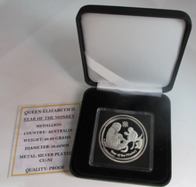 Load image into Gallery viewer, 2016 YEAR OF THE MONKEY QEII II AUSTRALIA SILVER PLATED PROOF MEDAL BOX &amp; COA
