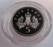 Load image into Gallery viewer, 1990 ROYAL MINT SILVER PROOF 5p FIVE PENCE LARGE &amp; SMALL COIN SET ROYAL MINT BOX
