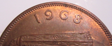 Load image into Gallery viewer, 1968 IRELAND ONE PENNY EIRE 1d UNC WITH SOME LUSTRE IN CLEAR FLIP
