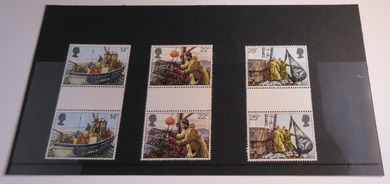 1981 FISHING INDUSTRY DECIMAL STAMPS GUTTER PAIRS MNH IN STAMP HOLDER