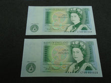 Load image into Gallery viewer, Bank of England SOMERSET UNC One Pound 2x £1 Banknotes  Consecutive Number CT096
