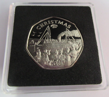 Load image into Gallery viewer, 1990 QEII CHRISTMAS COLLECTION IOM BB MARK DIAMOND FINISH 50P COIN CARD &amp; BOX
