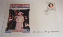 Load image into Gallery viewer, QUEEN ELIZABETH II HAPPY &amp; GLORIOUS 40th ANNIVERS 4 FIRST DAY COVERS - GUERNSEY
