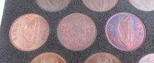 Load image into Gallery viewer, Eire Harp Pennies 1935 - 1966 Irish 10 coin set In Royal Mint Blue Book
