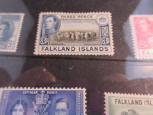 Load image into Gallery viewer, 1938-1952 KING GEORGE VI FALKLAND ISLANDS PRE DECIMAL STAMPS &amp; STAMP HOLDER
