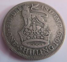 Load image into Gallery viewer, 1929 KING GEORGE V  .500 SILVER ENG 1 X ONE SHILLING COIN IN CLEAR FLIP WITH COA
