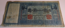 Load image into Gallery viewer, GERMAN BANKNOTE 100 MARK 1910 REICHSBANKNOTE WITH NOTE HOLDER
