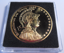 Load image into Gallery viewer, 1995 SS GREAT BRITAIN BRITANNIA DEEP CAMEO GOLD PLATED PROOF 5 ECU CAPSULE &amp; COA
