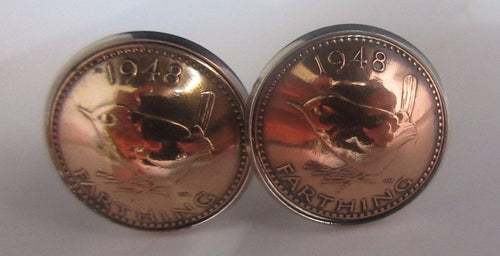 George VI Farthing Domed Cufflinks UK Coin Crafts gifts Birthdays & Christmas