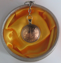 Load image into Gallery viewer, Half Penny Domed Keyrings Boxed UK Coin Crafts gifts for Birthdays &amp; Christmas
