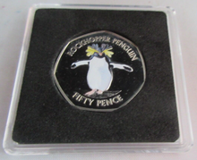 Load image into Gallery viewer, 2017 ERROR COIN NORTHERN ROCK HOPPER FALKLAND ISLANDS FIFTY PENCE COIN BOX &amp; COA
