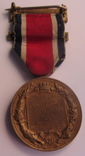 Load image into Gallery viewer, 1911-1912 THE KINGS MEDAL FOR LCC ATTENDANCE GOOD CONDUCT &amp; INDUSTRY WITH RIBBON
